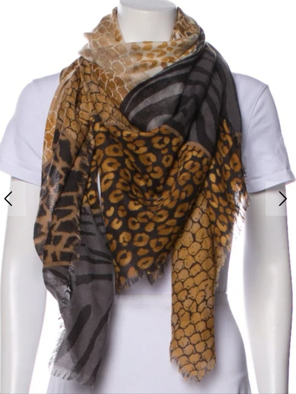GUC Salvatore Ferragamo Animal Print Silk And Cashmere Large Scarf Shawl